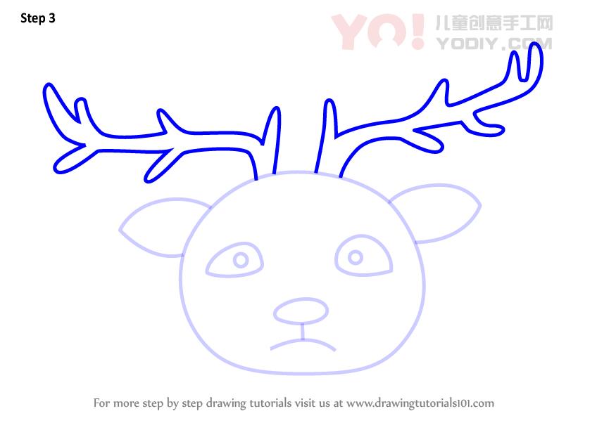 图片[4]-学习如何为孩子们画一个Barasingha面部（儿童的动物面孔）-YO儿童创意手工网