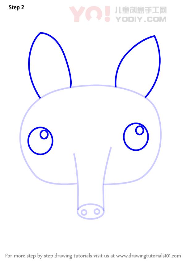 图片[3]-学习如何为孩子们绘制犰狳面孔（儿童的动物面孔）-YO儿童创意手工网
