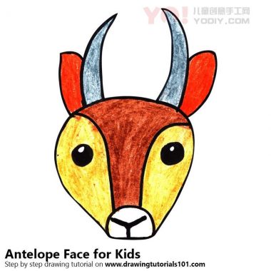 学习如何为孩子们画一个羚羊面孔（儿童的动物面孔）-优优资源