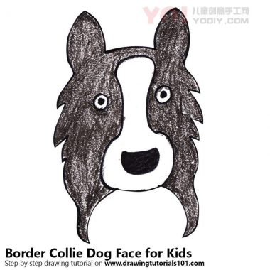 了解如何为孩子们画一个边境牧羊犬（儿童脸部）-优优资源