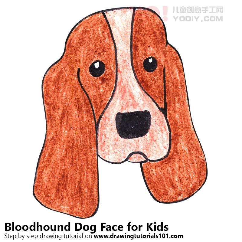 图片[1]-了解如何为孩子们画一个血腥的狗面孔（孩子们的动物面孔）-YO儿童创意手工网