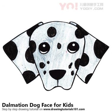 了解如何为孩子们画一只达尔马提亚狗脸（儿童的动物面部）-优优资源