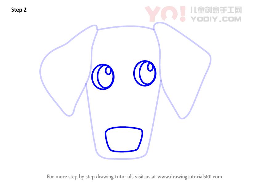 图片[3]-学习如何为孩子们画一只达克斯猎犬狗脸（儿童的动物面孔）-YO儿童创意手工网