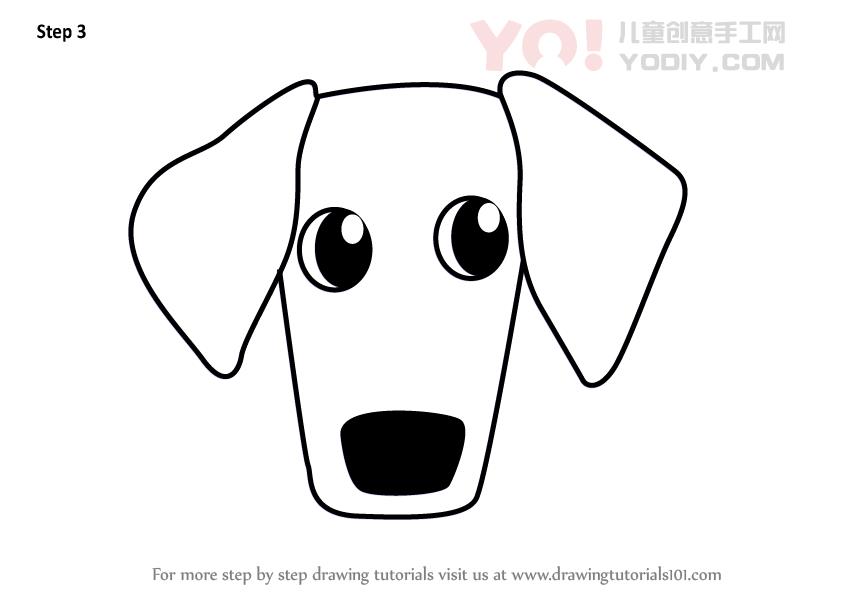 图片[4]-学习如何为孩子们画一只达克斯猎犬狗脸（儿童的动物面孔）-YO儿童创意手工网