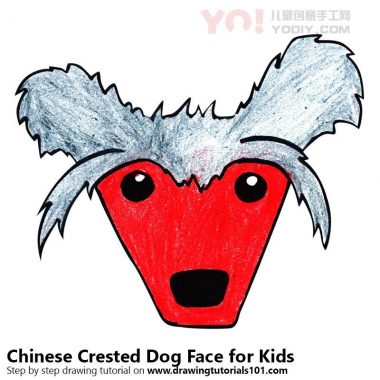 学习如何为孩子们画一个中国有顶面狗面孔（儿童的动物面孔）-优优资源