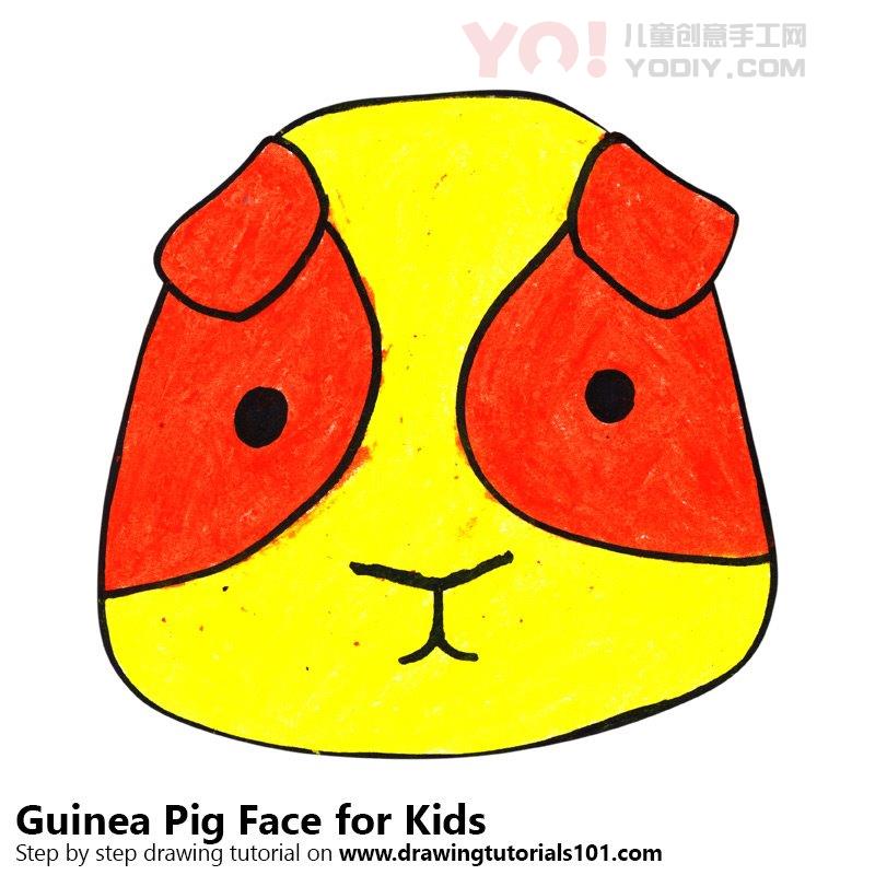 图片[1]-了解如何为孩子们绘制几内亚猪脸（儿童的动物面孔）-YO儿童创意手工网