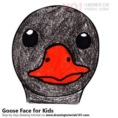学习如何为孩子们画一只鹅面（儿童的动物面孔）-优优资源