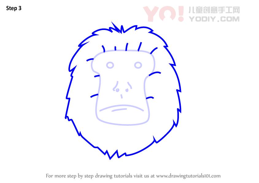 图片[4]-了解如何为孩子们绘制一只金狮子柚子面孔（儿童的动物面孔）-YO儿童创意手工网