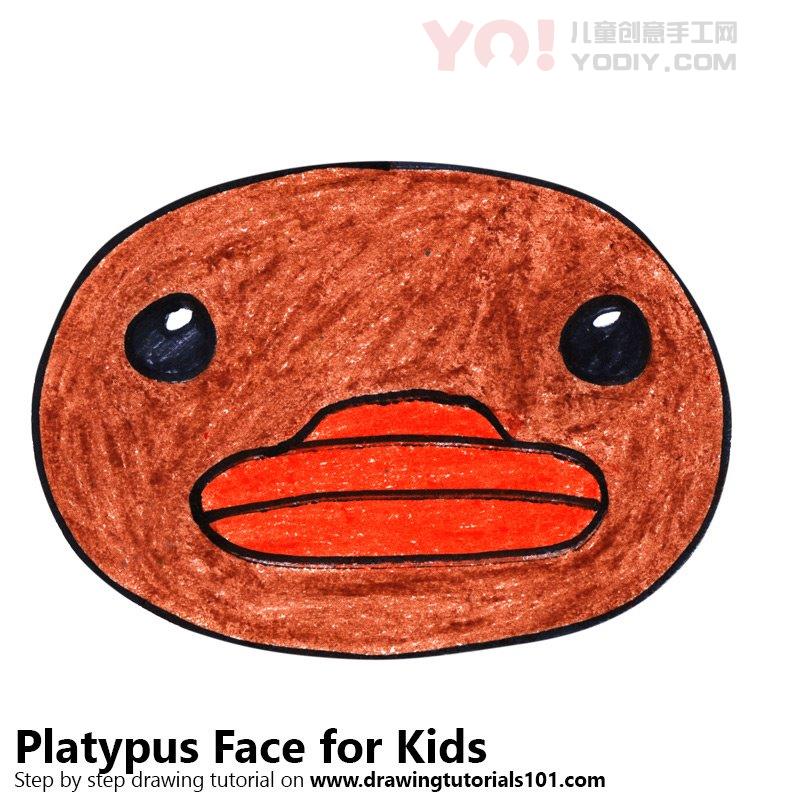 图片[1]-了解如何为孩子们绘制鸭嘴兽面（儿童的动物面部）-YO儿童创意手工网