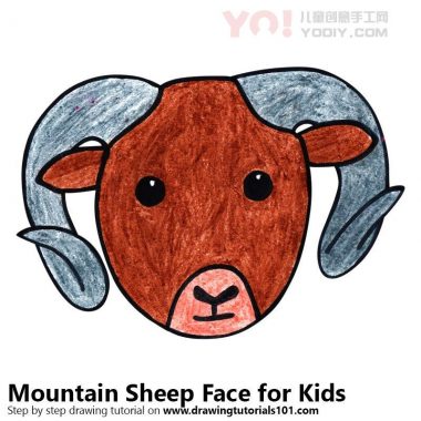 学习如何为孩子们画一只山羊面（儿童的动物面孔）-优优资源