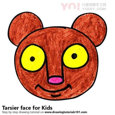 学习如何为孩子们绘制Tarsier面孔（儿童脸部）-优优资源