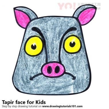 了解如何为孩子们绘制Tapir面部（儿童脸部）-优优资源