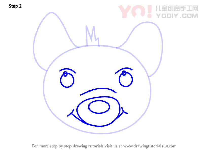 图片[3]-学习如何为孩子们绘制条纹鬣狗面孔（儿童的动物面孔）-YO儿童创意手工网