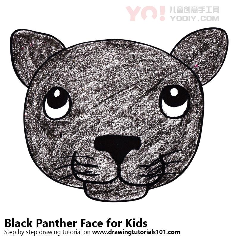 图片[1]-学习如何为孩子们画一个黑豹面孔（儿童的动物面孔）-YO儿童创意手工网