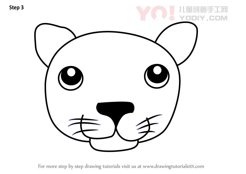 图片[4]-学习如何为孩子们画一个黑豹面孔（儿童的动物面孔）-YO儿童创意手工网