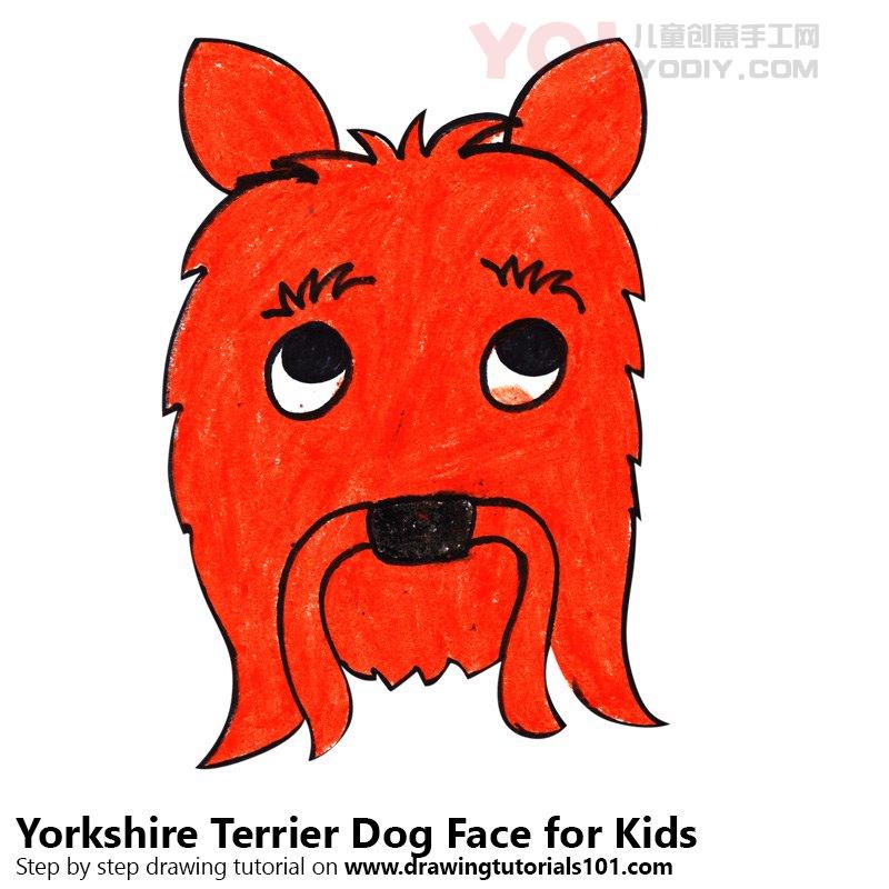 图片[1]-学习如何为孩子们绘制约克夏犬狗面（儿童脸部）-YO儿童创意手工网