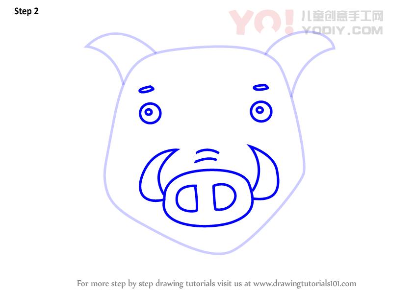 图片[3]-学习如何为孩子们绘制野生猪脸（儿童的动物面孔）-YO儿童创意手工网