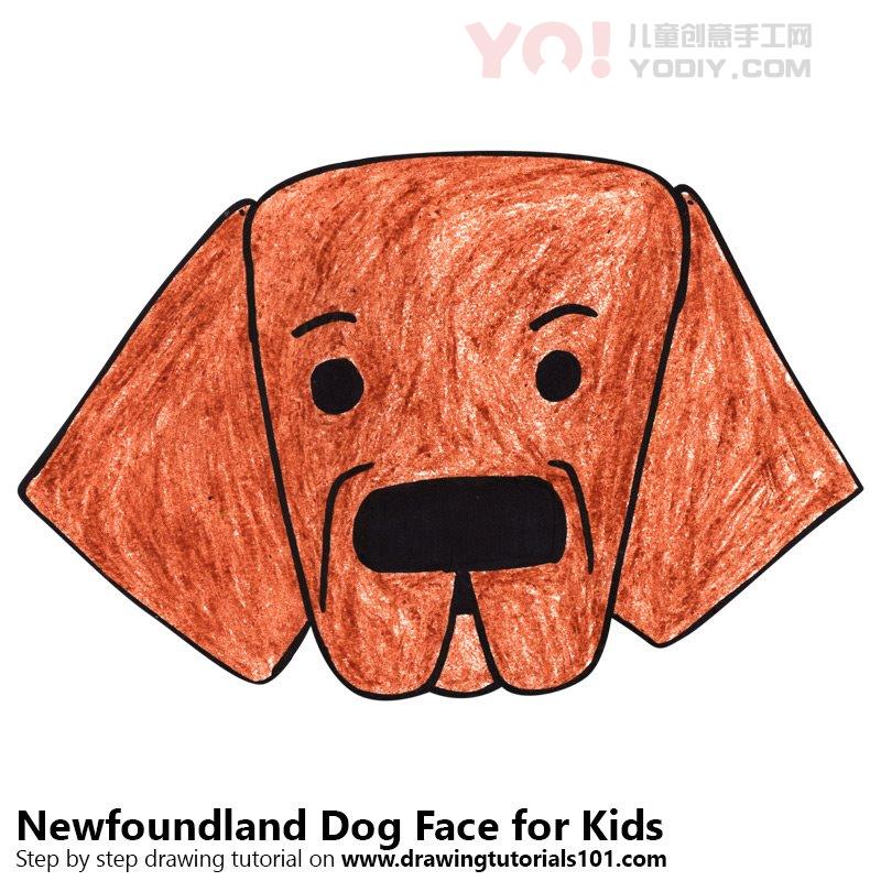 图片[1]-学习如何为孩子们画一个纽芬兰狗面孔（儿童的动物面孔）-YO儿童创意手工网
