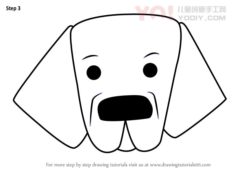 图片[4]-学习如何为孩子们画一个纽芬兰狗面孔（儿童的动物面孔）-YO儿童创意手工网