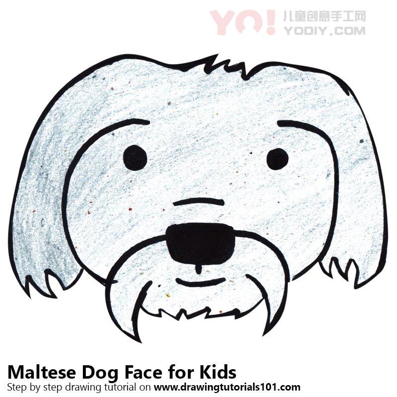 图片[1]-学习如何为孩子们画一个马耳他狗面孔（儿童的动物面孔）-YO儿童创意手工网