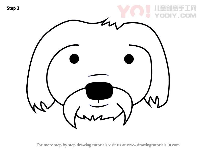 图片[4]-学习如何为孩子们画一个马耳他狗面孔（儿童的动物面孔）-YO儿童创意手工网