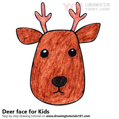 学习如何为孩子们绘制鹿面（儿童的动物面孔）-优优资源