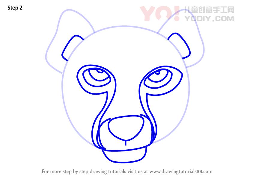 图片[3]-学习如何为孩子们绘制猎豹面孔（儿童的动物面孔）-YO儿童创意手工网