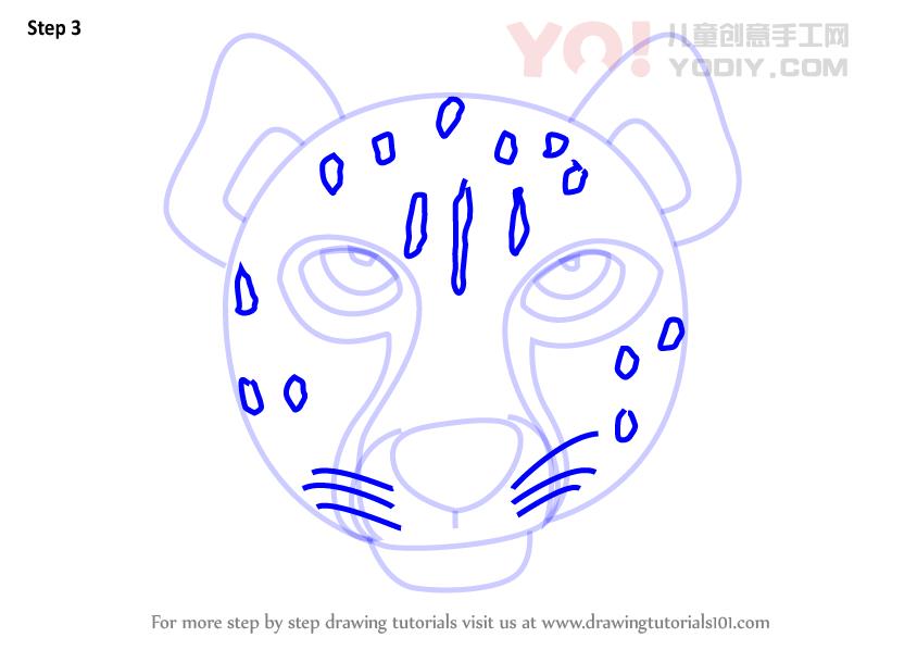 图片[4]-学习如何为孩子们绘制猎豹面孔（儿童的动物面孔）-YO儿童创意手工网