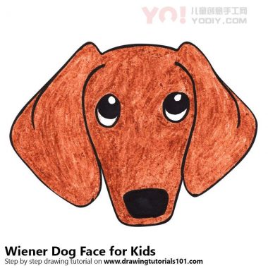 学习如何为孩子们画一只维纳狗面（儿童的动物面孔）-优优资源