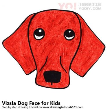 学习如何为孩子们画一个vizsla狗面（儿童的动物面孔）-优优资源