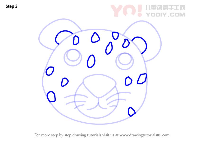 图片[4]-学习如何为孩子们绘制豹纹（儿童的动物面孔）-YO儿童创意手工网
