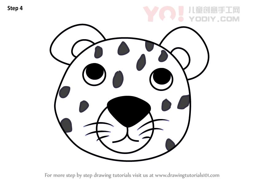 图片[5]-学习如何为孩子们绘制豹纹（儿童的动物面孔）-YO儿童创意手工网