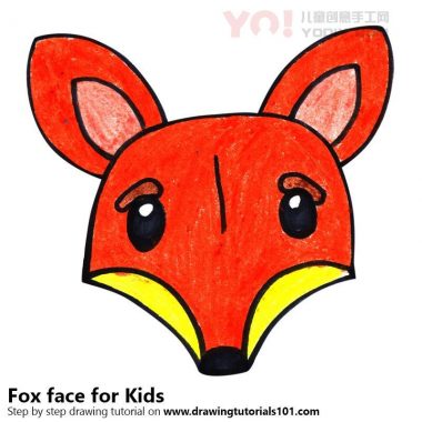 学习如何为孩子们画一扇狐狸面（儿童的动物面孔）-优优资源