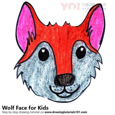 了解如何为孩子们画一只狼面孔（儿童脸部的动物面孔）-优优资源