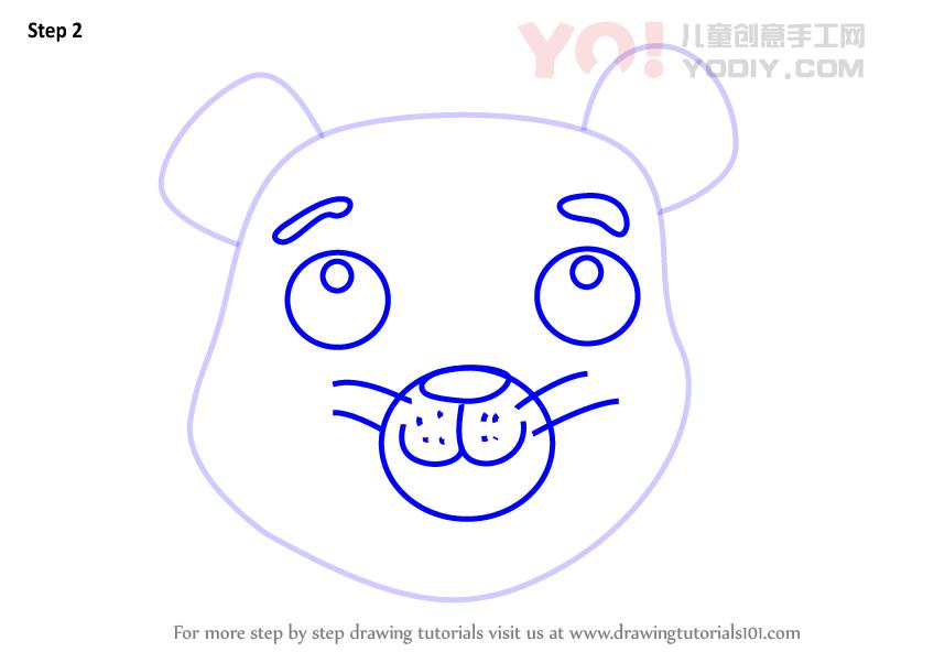 图片[3]-学习如何为孩子们画一只虎崽面孔（儿童的动物面孔）-YO儿童创意手工网