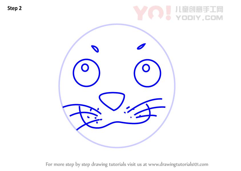 图片[3]-学习如何为孩子们画一张海豹（儿童的动物面孔）-YO儿童创意手工网