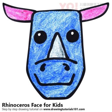 学习如何为孩子们绘制犀牛面部（儿童的动物面孔）-优优资源