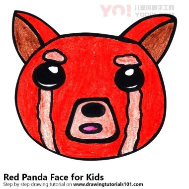学习如何为孩子们画一个红熊猫面孔（儿童脸部）-优优资源