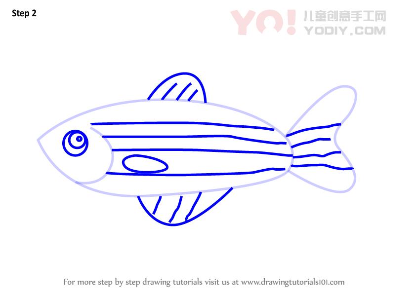 图片[3]-学习如何为孩子们绘制Zebra Danio鱼（儿童动物）-YO儿童创意手工网