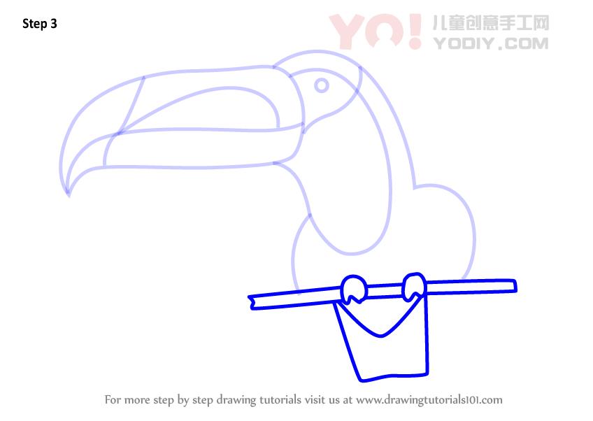图片[4]-学习如何为孩子们绘制Toucan（儿童动物）-YO儿童创意手工网