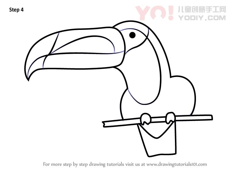 图片[5]-学习如何为孩子们绘制Toucan（儿童动物）-YO儿童创意手工网
