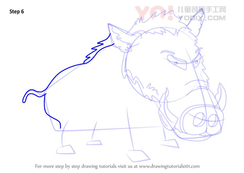 图片[7]-学习如何为孩子们绘制野猪（儿童动物）-YO儿童创意手工网