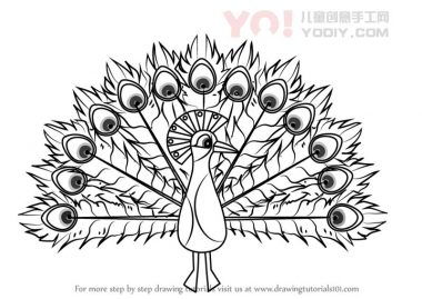学习如何为孩子绘制孔雀（儿童动物）-优优资源