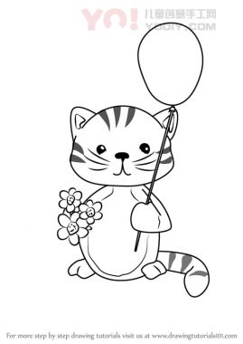 学习如何用气球画一只小猫（儿童动物）-优优资源