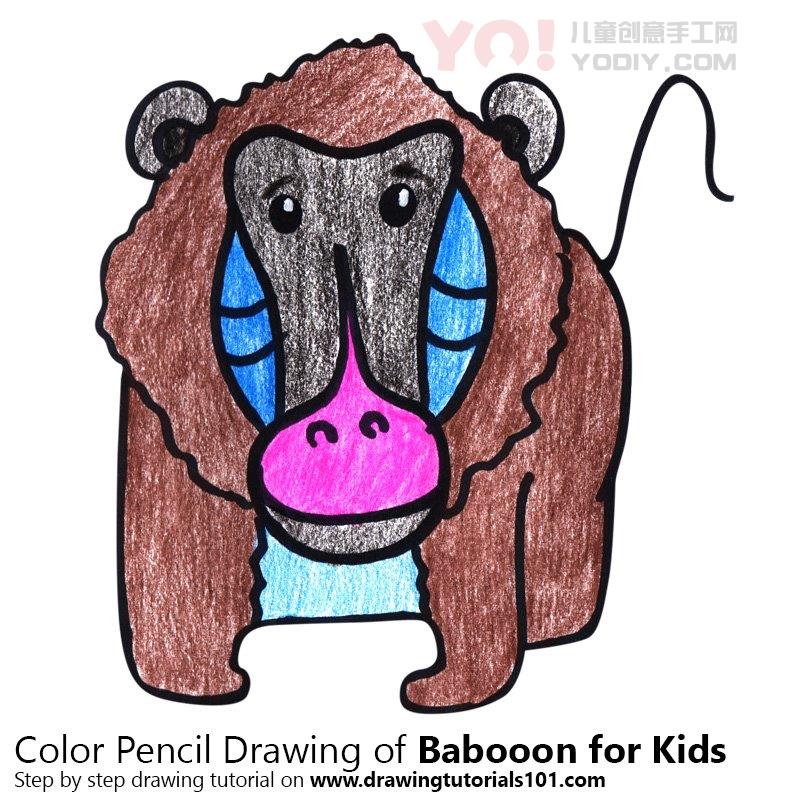 图片[1]-学习如何为孩子们画狒狒（儿童动物）-YO儿童创意手工网