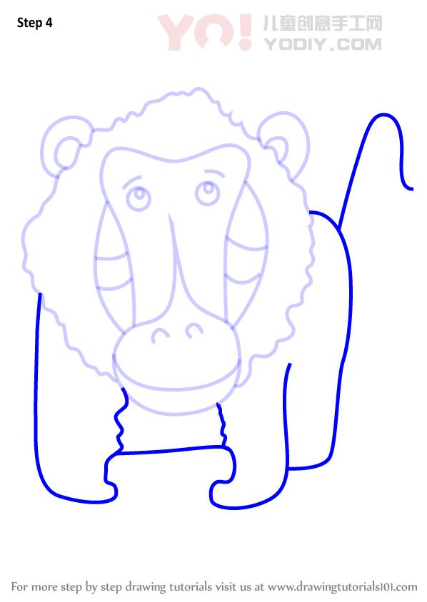 图片[5]-学习如何为孩子们画狒狒（儿童动物）-YO儿童创意手工网