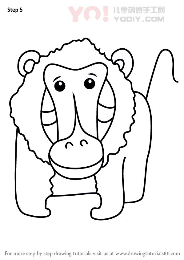 图片[6]-学习如何为孩子们画狒狒（儿童动物）-YO儿童创意手工网