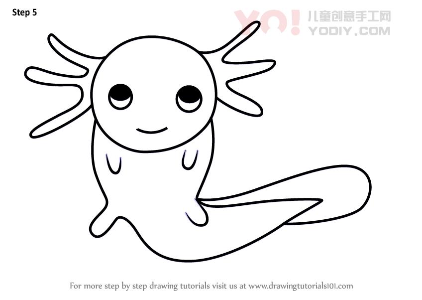 图片[6]-学习如何为孩子绘制Axolotl（儿童动物）-YO儿童创意手工网
