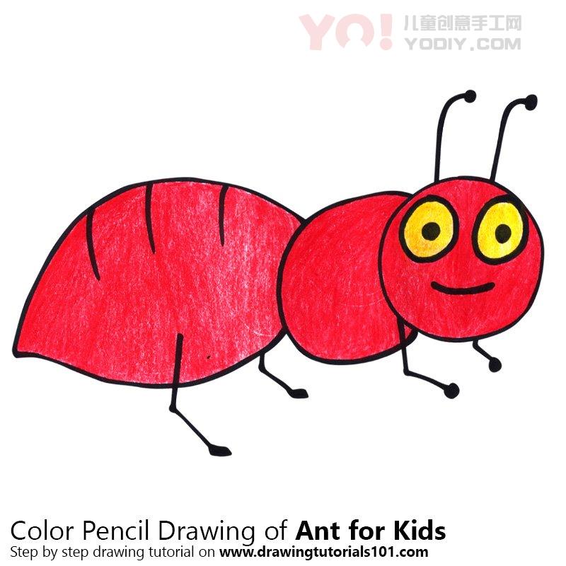 图片[1]-学习如何为孩子绘制蚂蚁（儿童动物）-YO儿童创意手工网