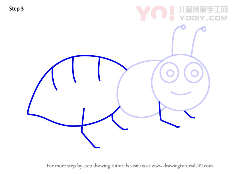 图片[4]-学习如何为孩子绘制蚂蚁（儿童动物）-YO儿童创意手工网